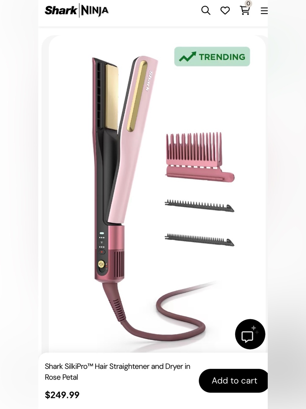 Shark SilkiPro Rose Petal Hair Straightener & Dryer